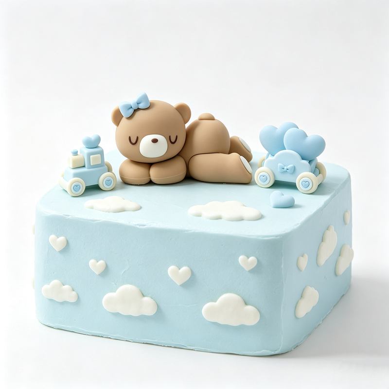 3D Pink Blue Bear Cake Topper  - đánh giá và giá Resin Art Baby
